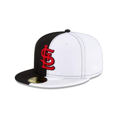 Black St. Louis Cardinals Hat - New Era MLB Split Crown 59FIFTY Fitted Caps USA8349561